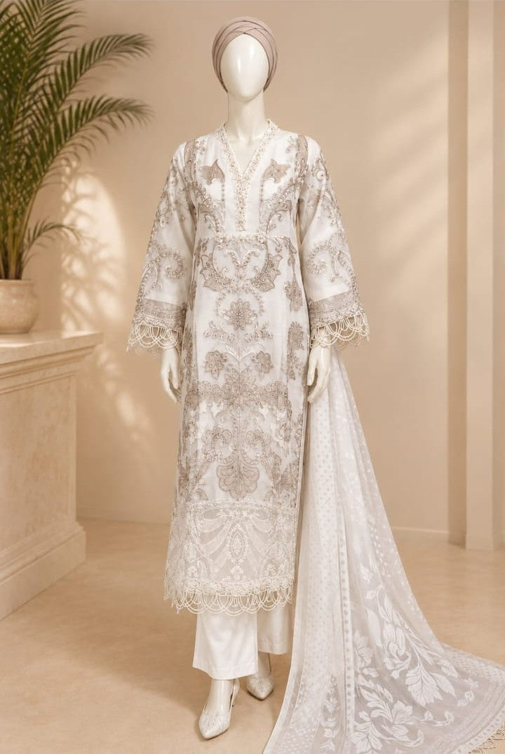 Ivory Embroidered Cutwork Suit