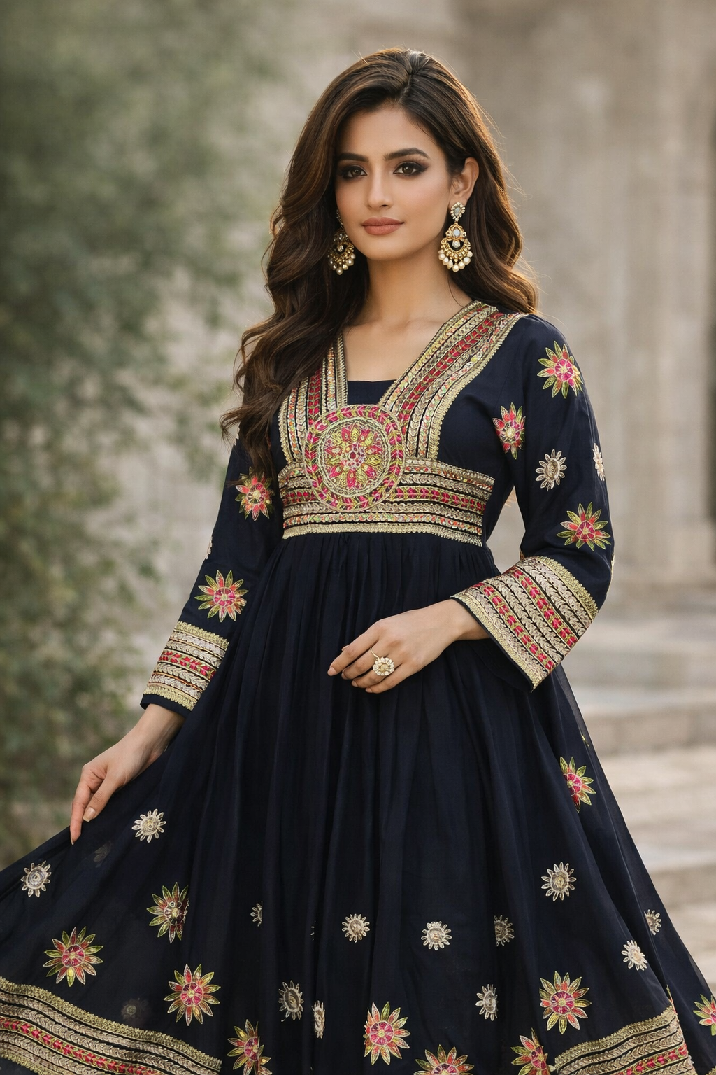 Black Silver Embroidered Evening Suit