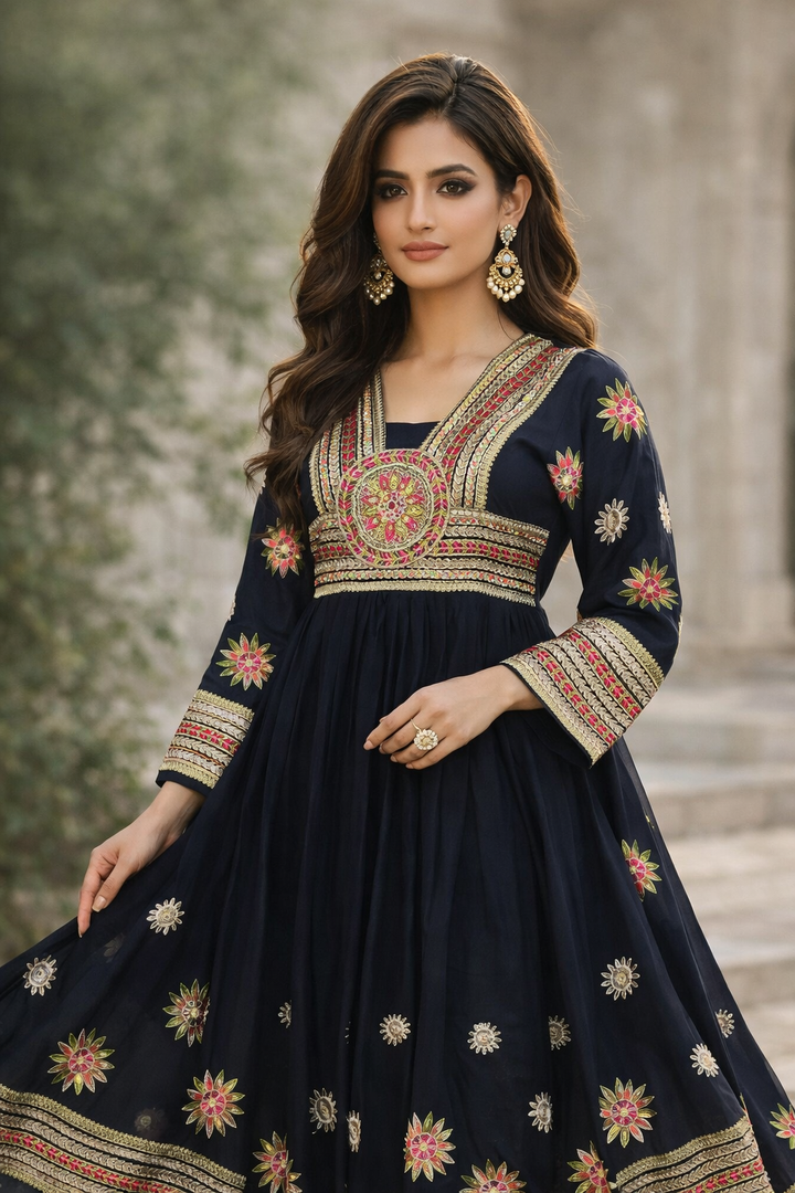 Black Silver Embroidered Evening Suit