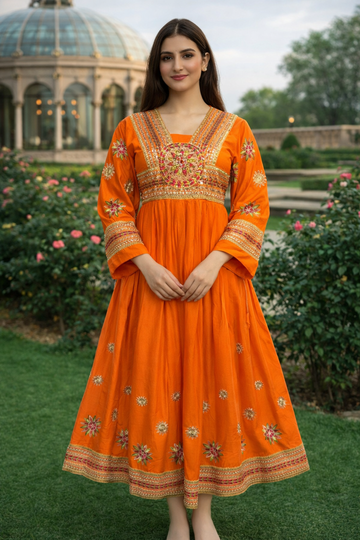 Red Gold Festive Embroidered Suit