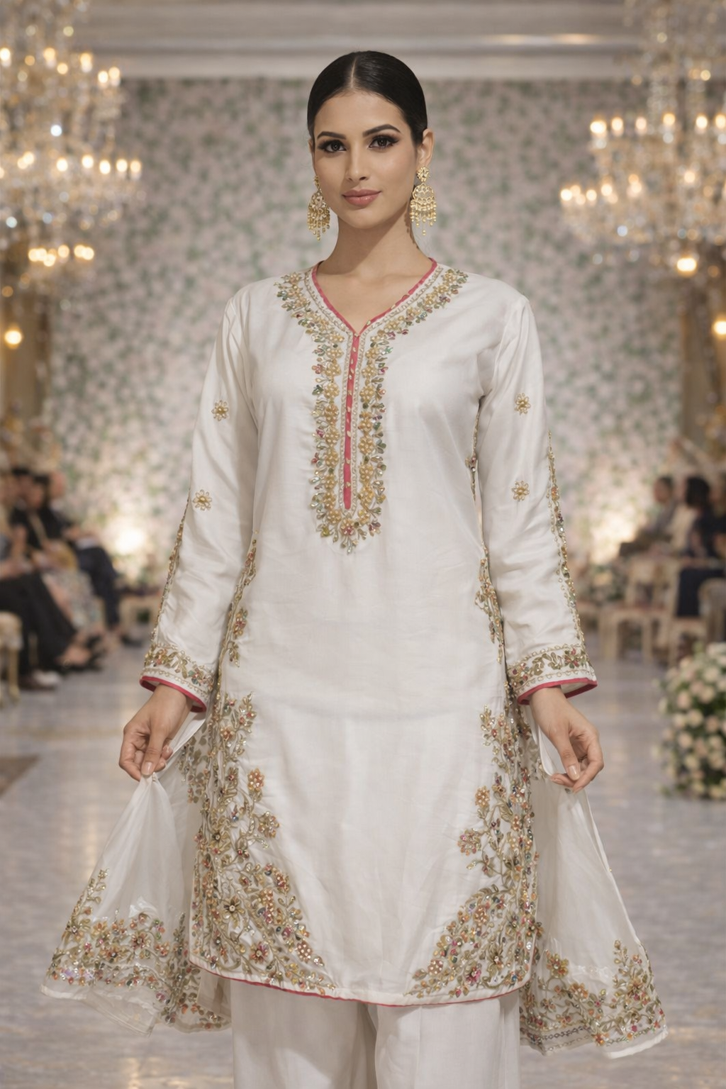 Maroon Gold Embroidered Lawn Suit